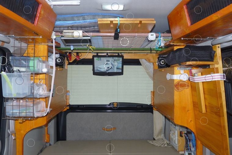 Da64wエブリィワゴン車中泊 3段小物収納棚100均網棚で作ります